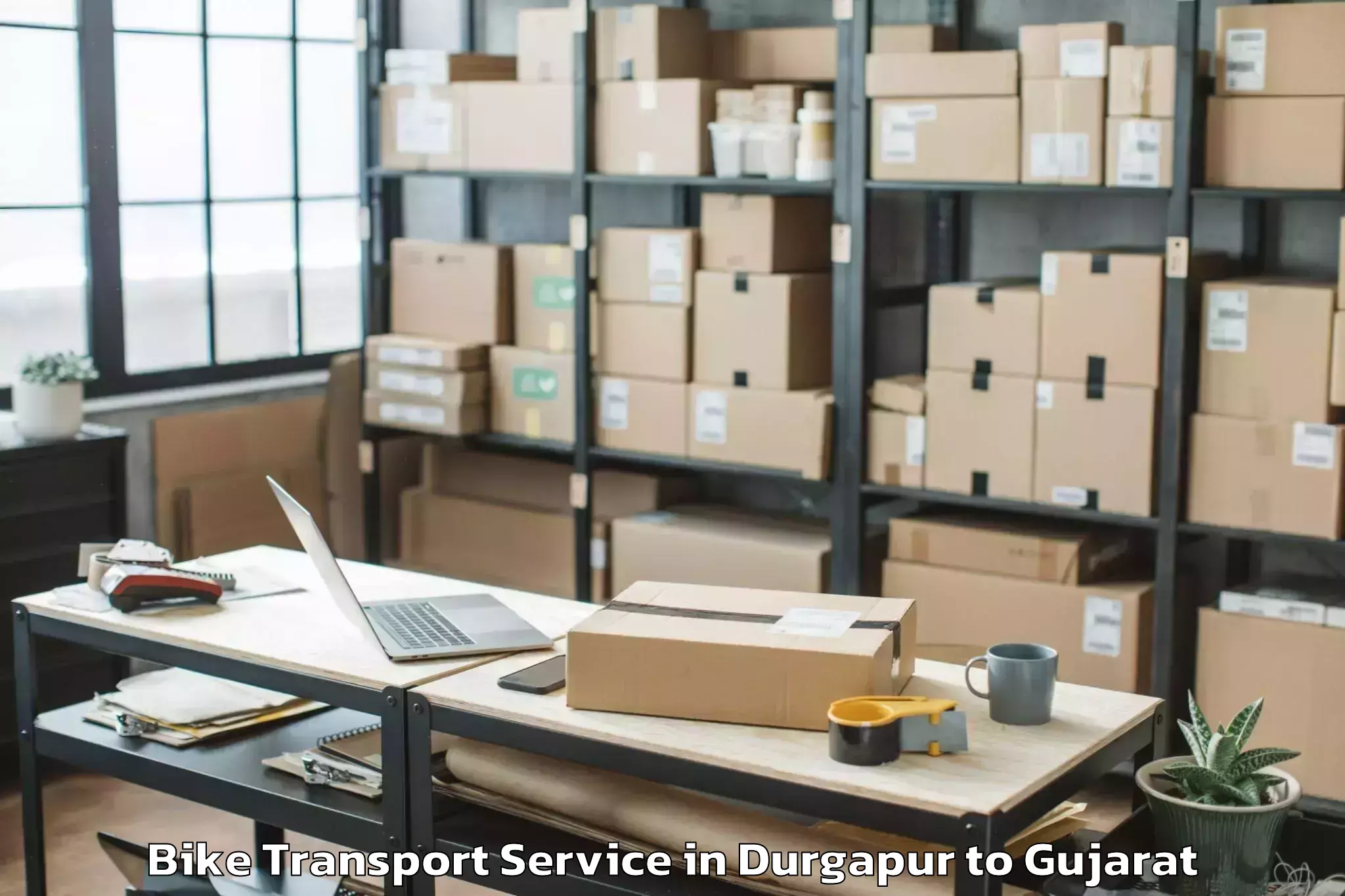 Affordable Durgapur to Indus University Ahmedabad Bike Transport